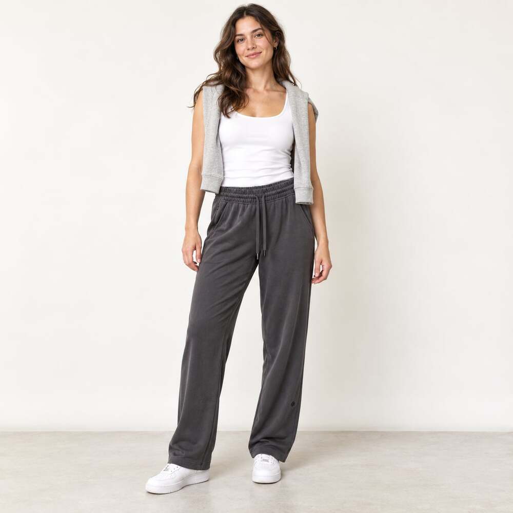 Athleta Women's Seasoft Mid Rise Straight Pants Gray Soft Lounge Travel Size S